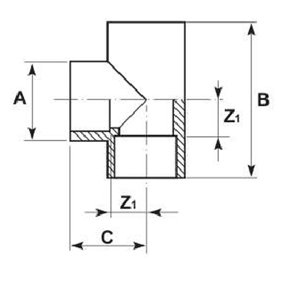 PVDF Tee Diagram
