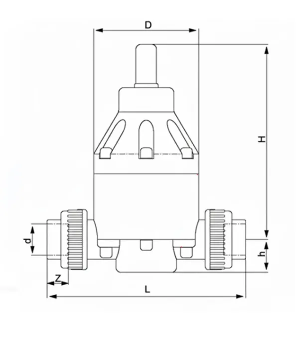PVDF PRESSURE RELEASE VALVE Technical Drawing