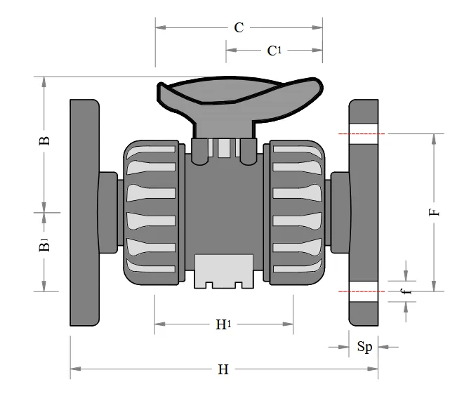 UPVC Flanged Ball Valve Graphics image