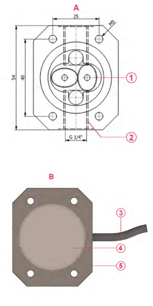 Oval Gear Flow Sensors - FLS F3.80 Diagram
