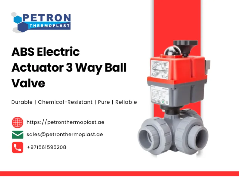 ABS Electric Actuator 3 Way Ball Valve graphics