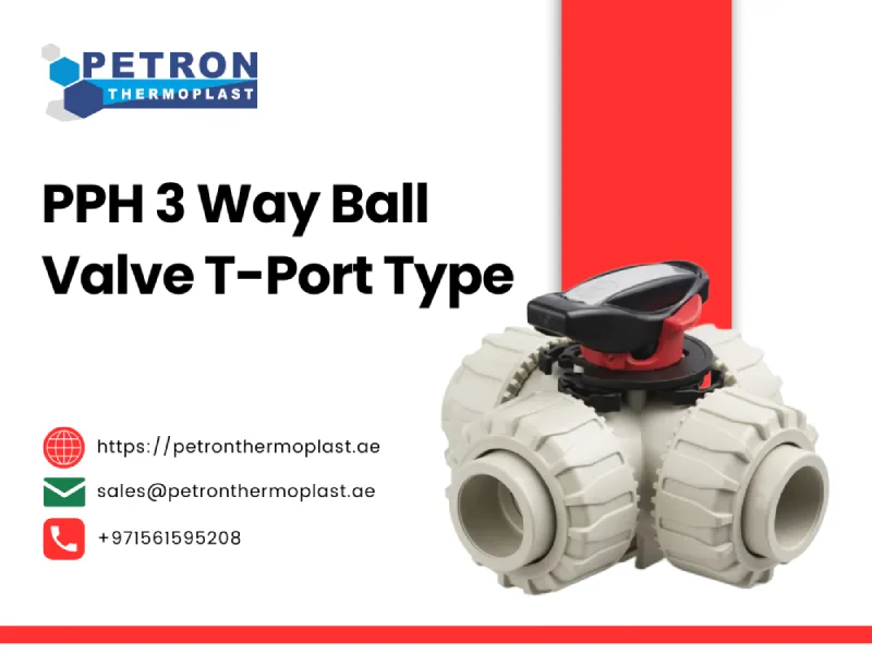 PPH 3 Way Ball Valve T-Port Type Graphics