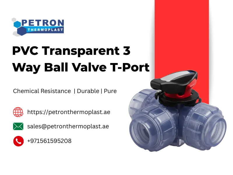 PVC Transparent 3 Way Ball Valve T-Port Graphics